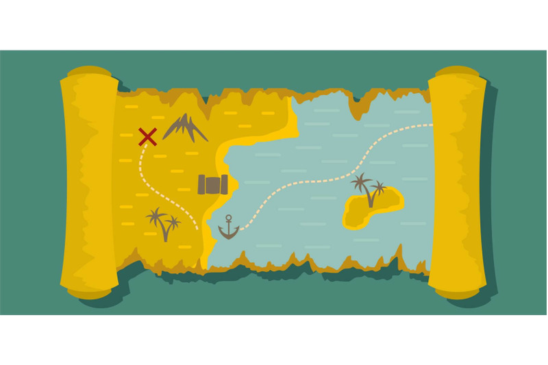 island-map-banner-flat-style