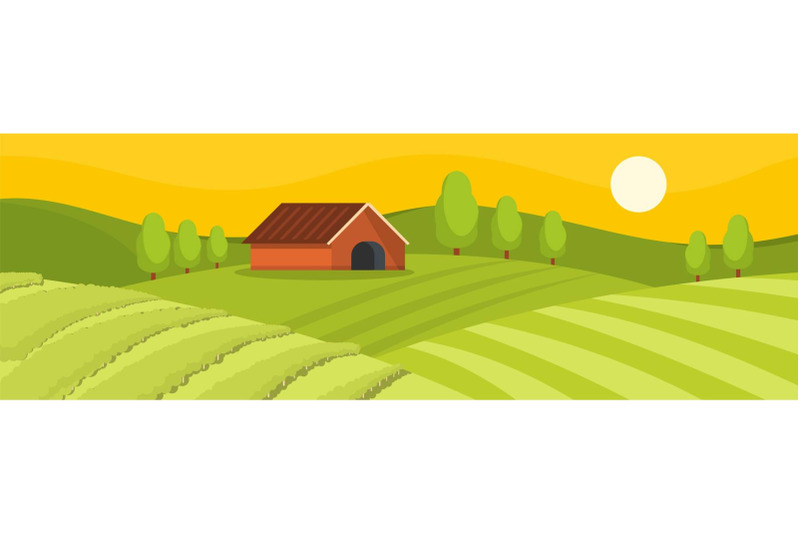 field-and-house-banner-flat-style