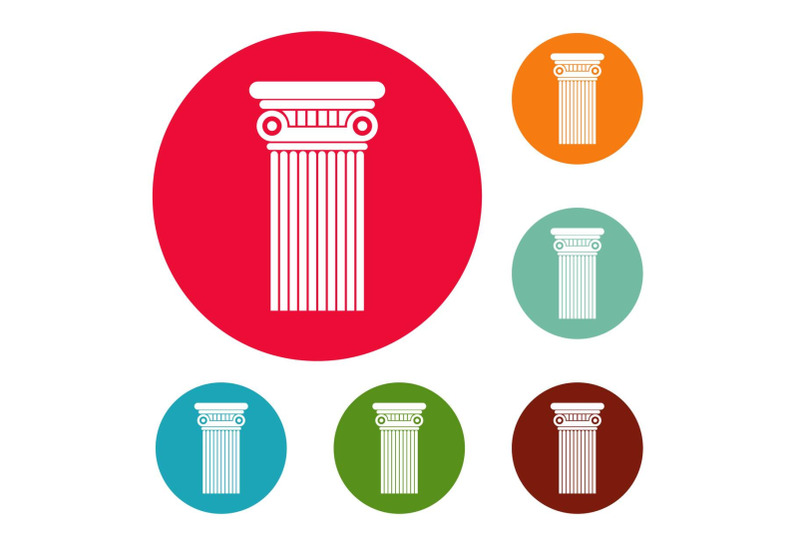 architectural-column-icons-circle-set-vector