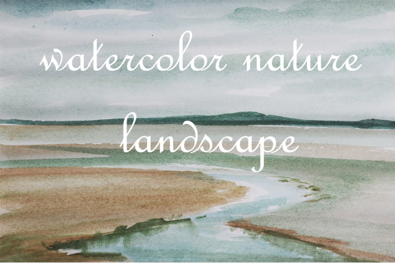 watercolor-nature-and-landscape-with-river-and-hills-simple-illustrat