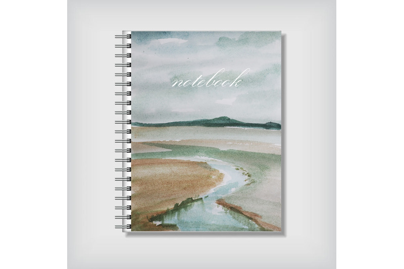 watercolor-nature-and-landscape-with-river-and-hills-simple-illustrat