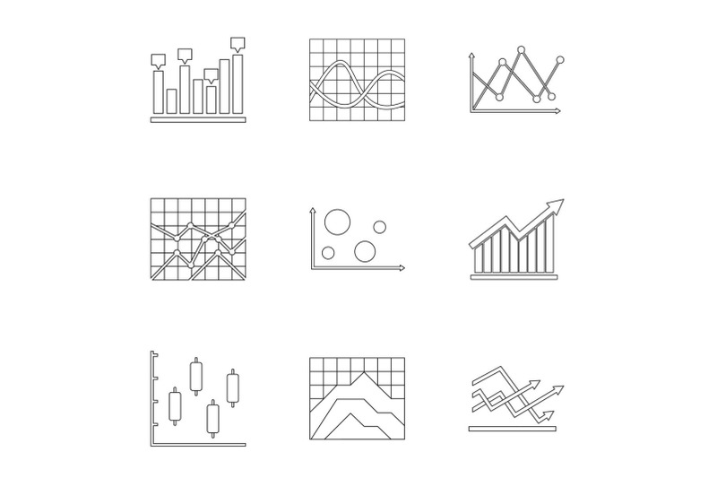 stand-icons-set-outline-style