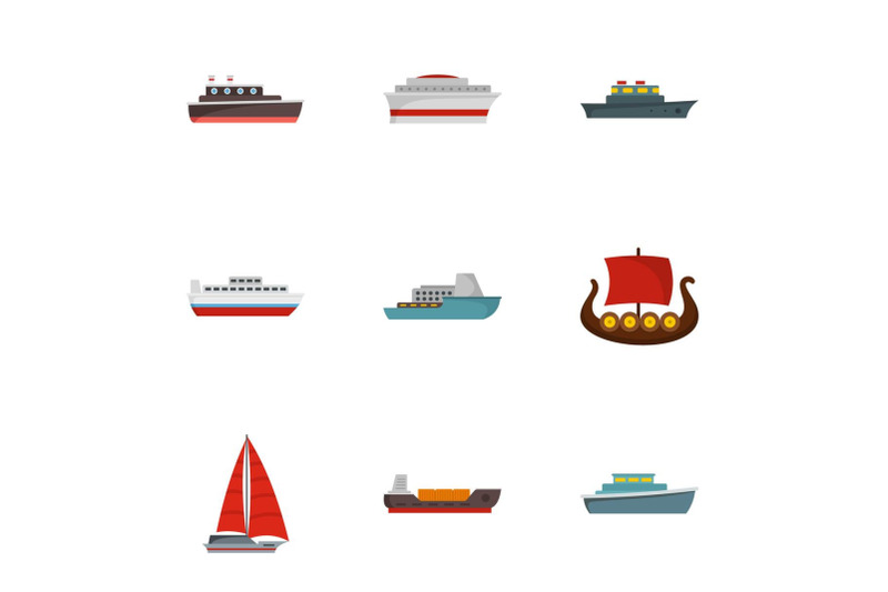 boat-icons-set-flat-style