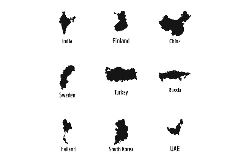 world-country-icons-set-simple-style