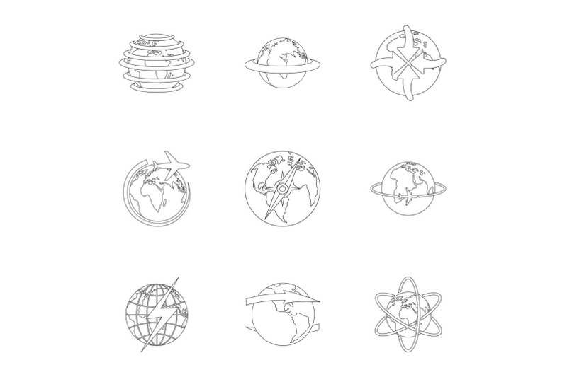 international-icons-set-outline-style
