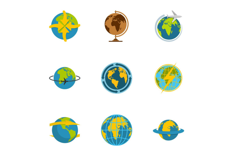 planet-icons-set-flat-style