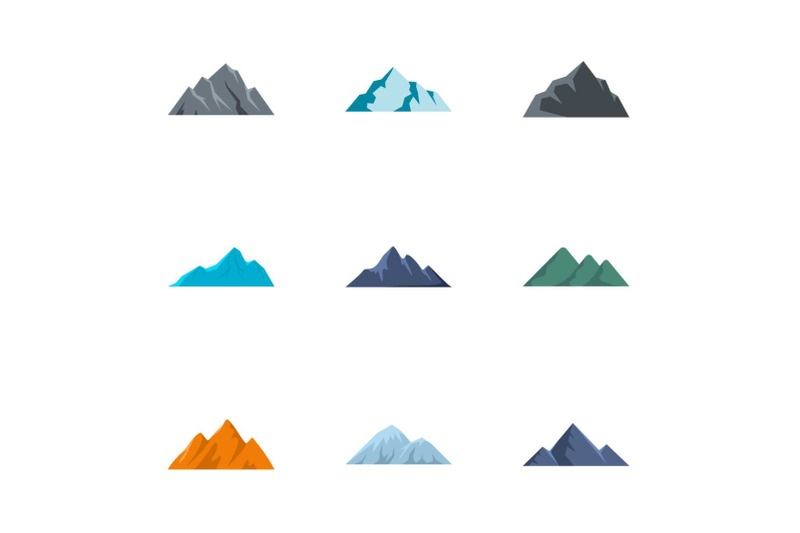 mountain-icons-set-flat-style