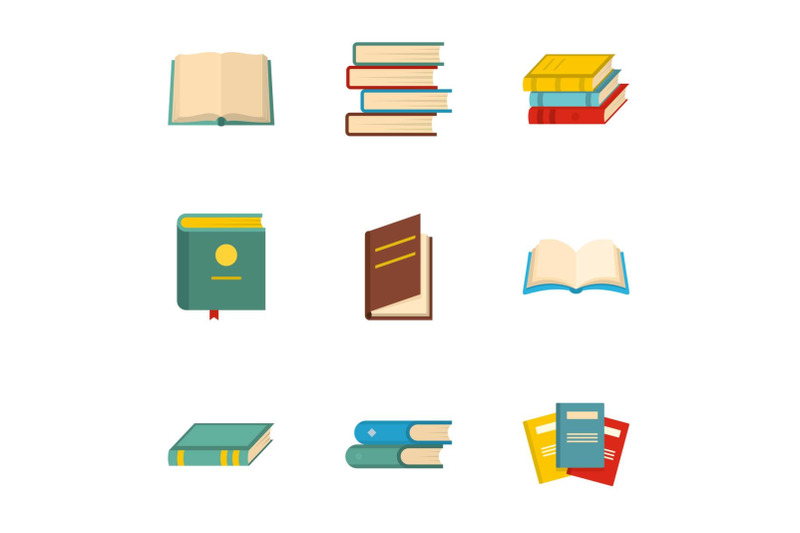 textbook-icons-set-cartoon-style