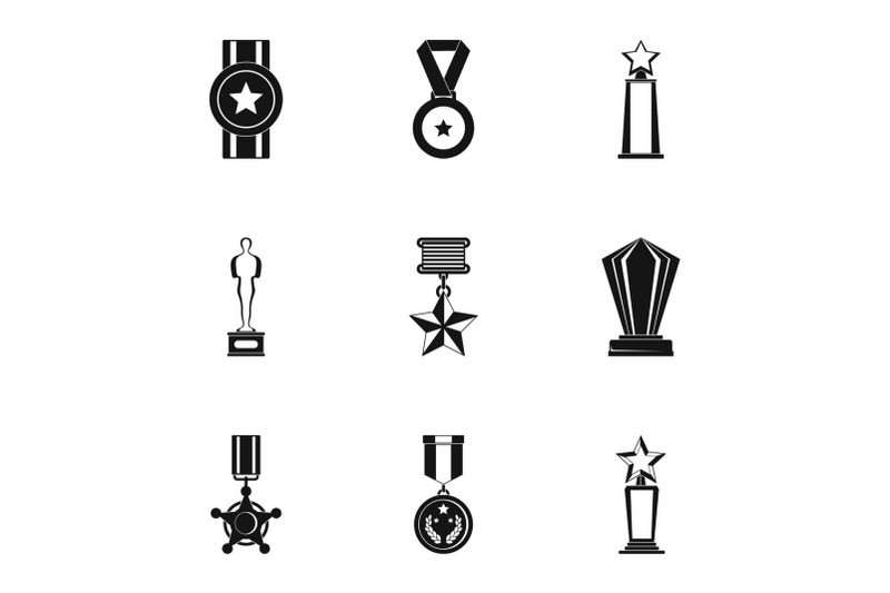 prize-icons-set-simple-style