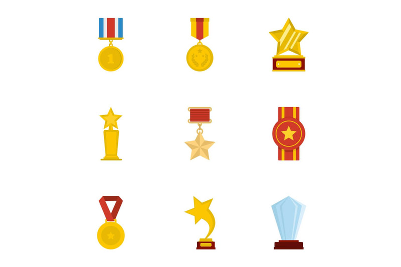 accolade-icons-set-cartoon-style