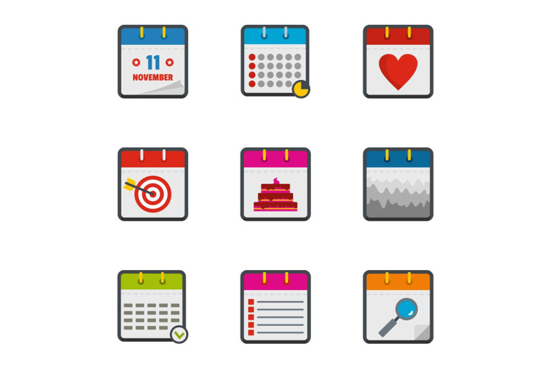 calendar-icons-set-flat-style