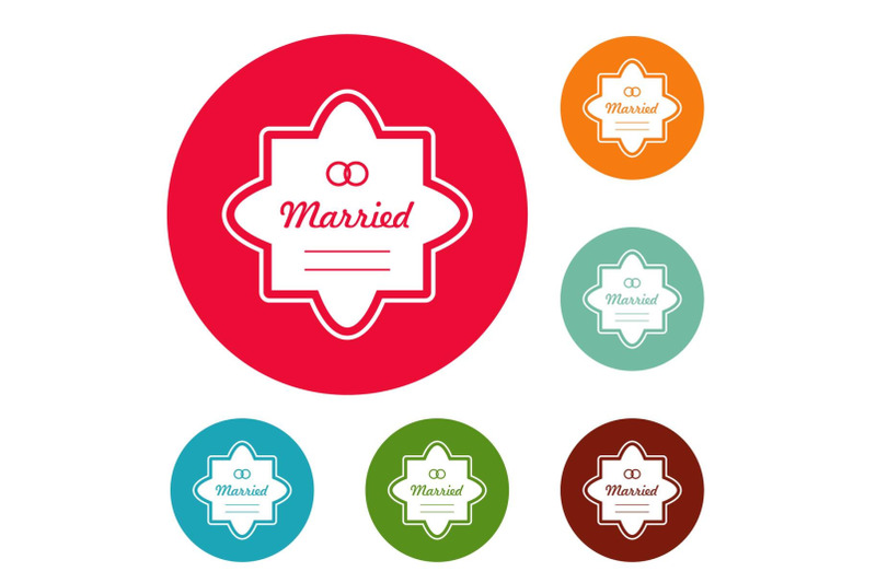 wedding-label-icons-circle-set-vector