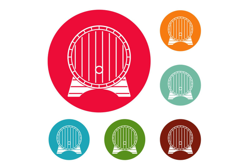 beer-barrel-icons-circle-set-vector