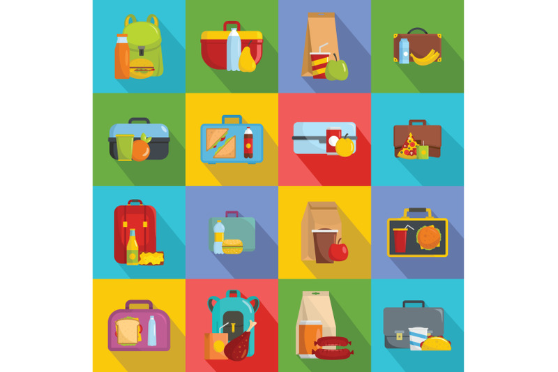 lunchbox-food-icons-set-flat-style
