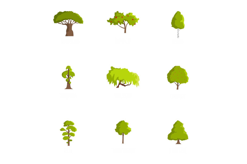 wood-icons-set-cartoon-style