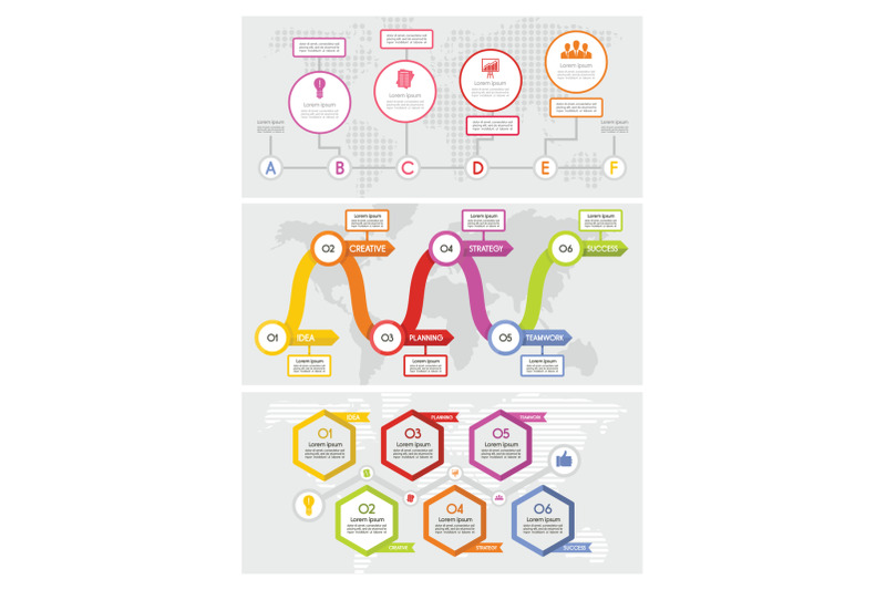 workflow-timeline-banner-concept-set-flat-style