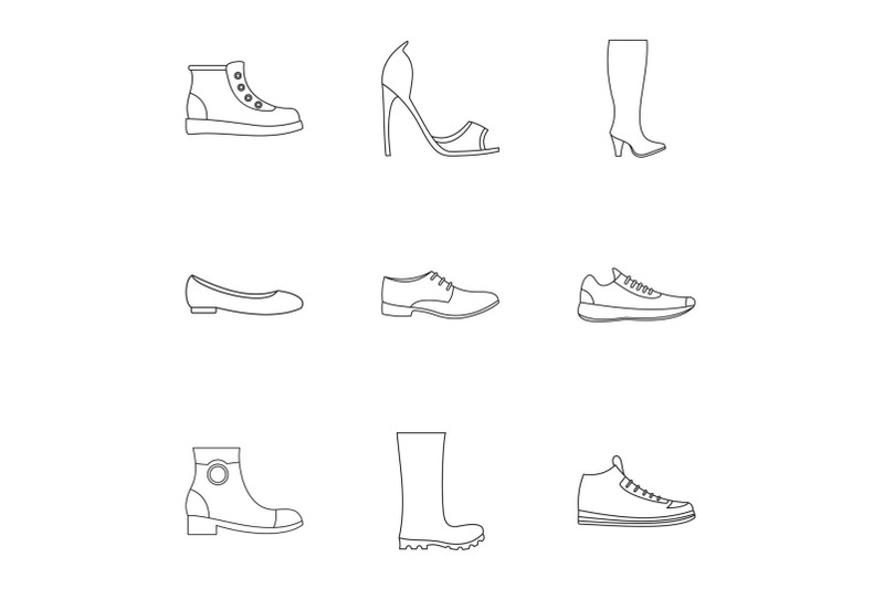 sandal-icons-set-outline-style