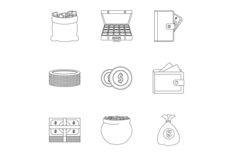 sponsorship-icons-set-outline-style