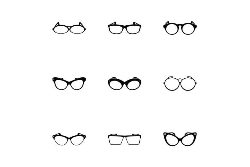 eyeglasses-icons-set-simple-style
