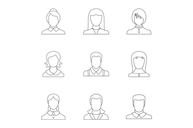 look-icons-set-outline-style