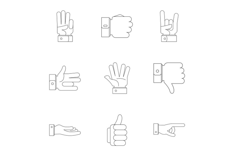 manifestation-icons-set-outline-style