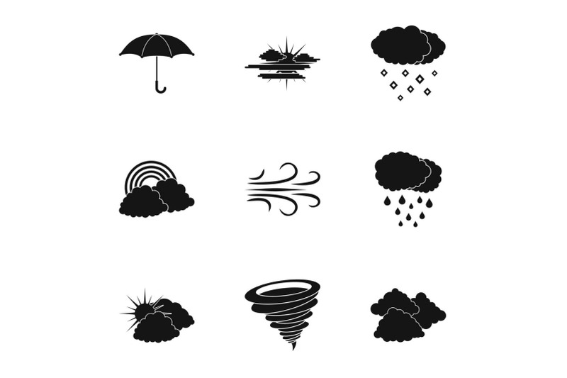 environment-icons-set-simple-style