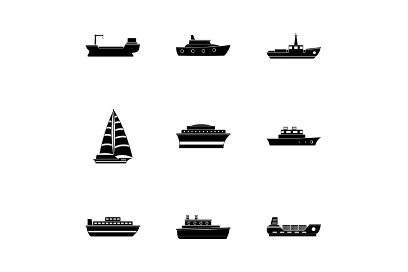 shipborne-icons-set-simple-style