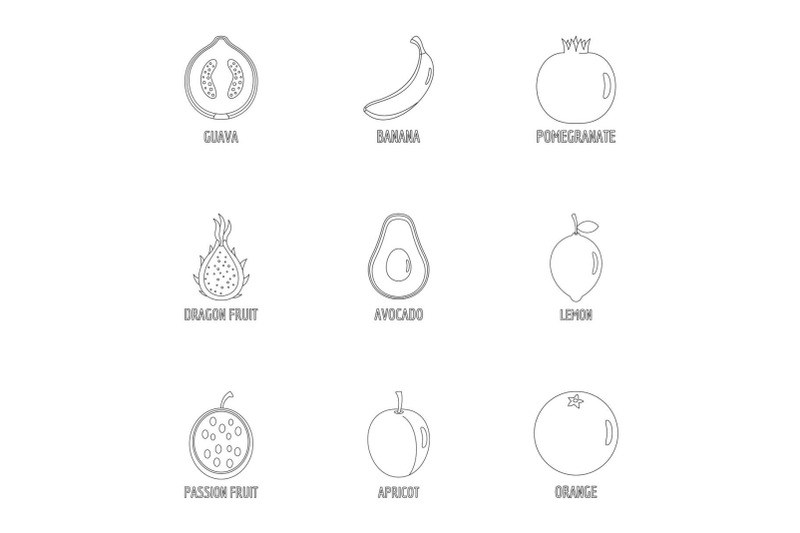 garden-icons-set-outline-style