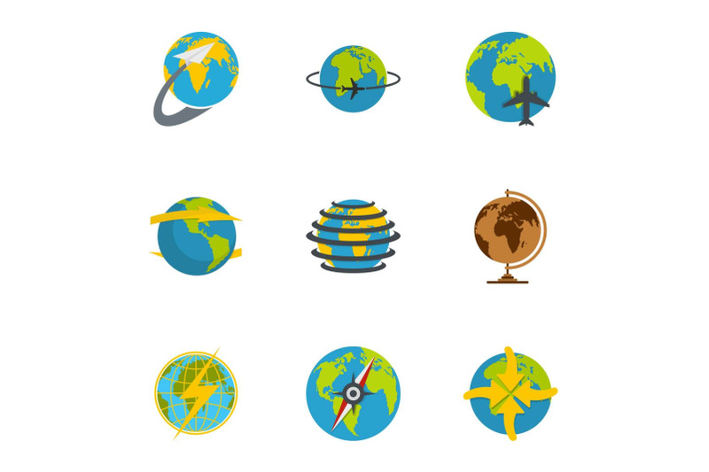 globe-icons-set-flat-style