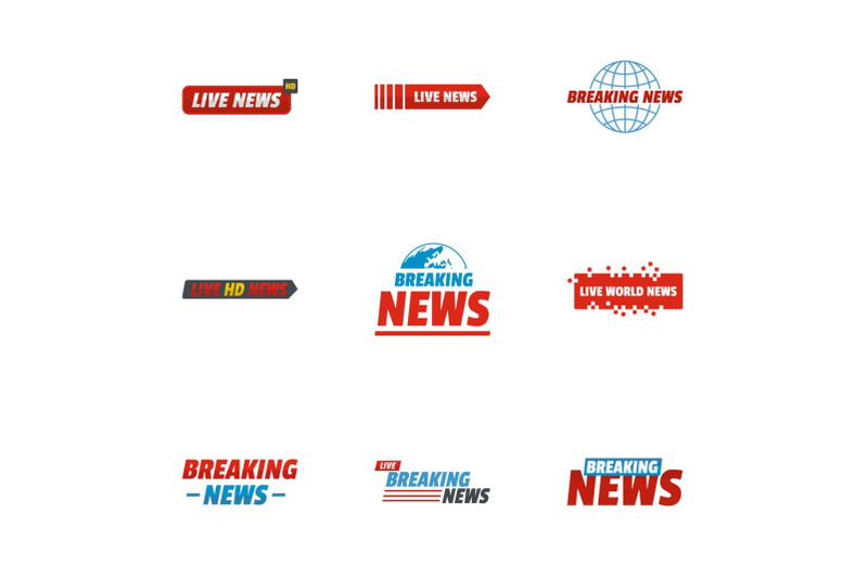 news-story-icons-set-flat-style