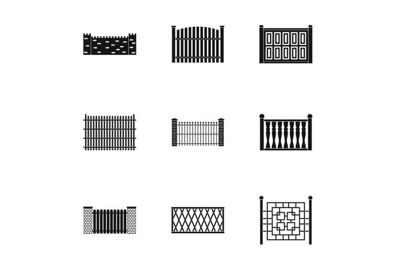 gate-icons-set-simple-style