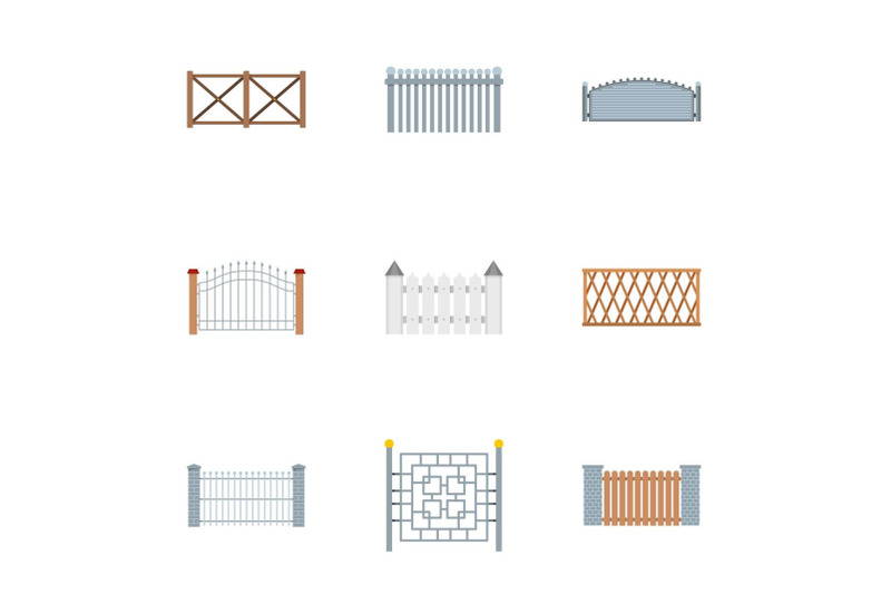 fencing-icons-set-flat-style