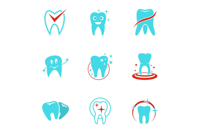 dental-icons-set-flat-style