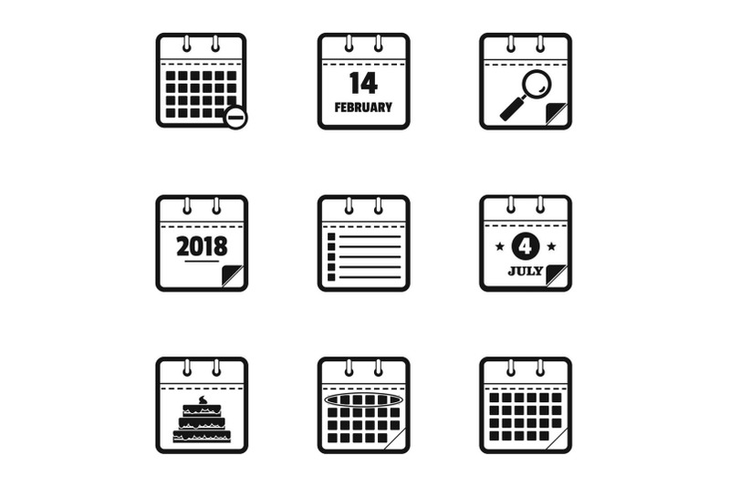 new-calendar-icons-set-simple-style