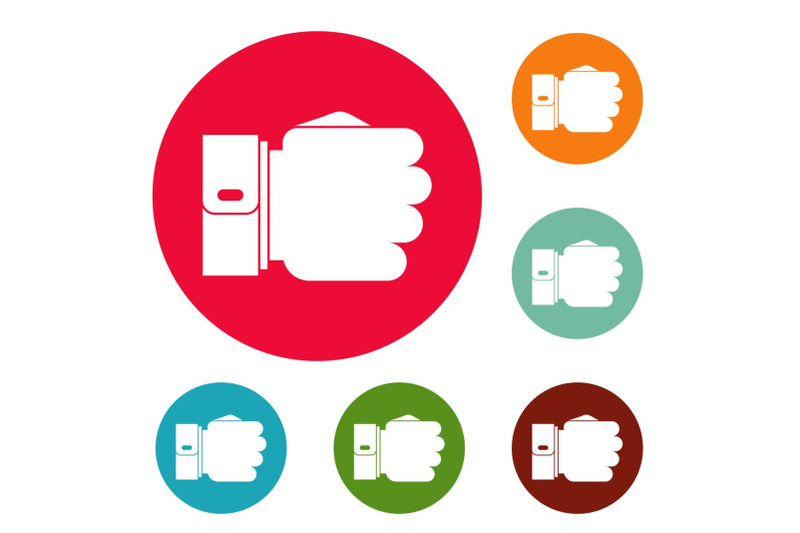 hand-fist-icons-circle-set-vector