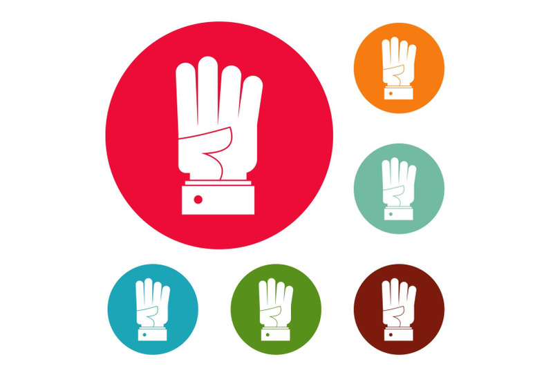 hand-four-icons-circle-set-vector