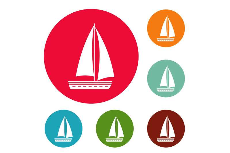yacht-travel-icons-circle-set-vector