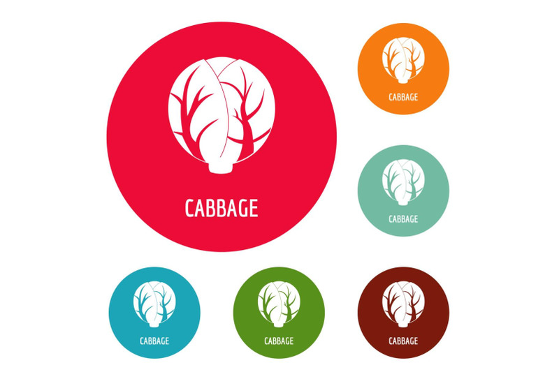 cabbage-icons-circle-set-vector
