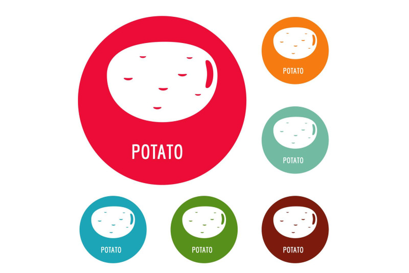 potato-icons-circle-set-vector