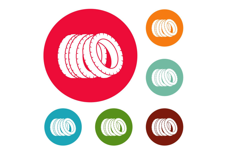 pile-of-tire-icons-circle-set-vector