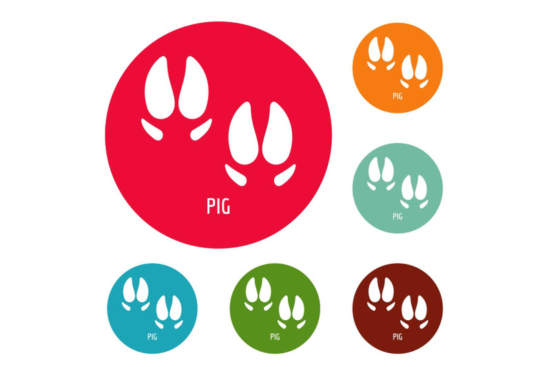 pig-step-icons-circle-set-vector