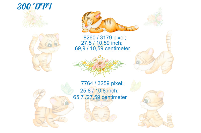 cute-little-tiger-poses-clipart-with-watercolor-illustration