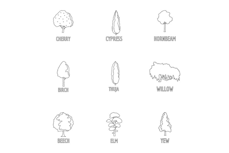 inventory-icons-set-outline-style