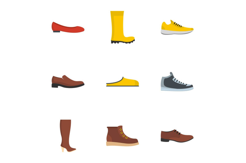 sneakers-icons-set-flat-style