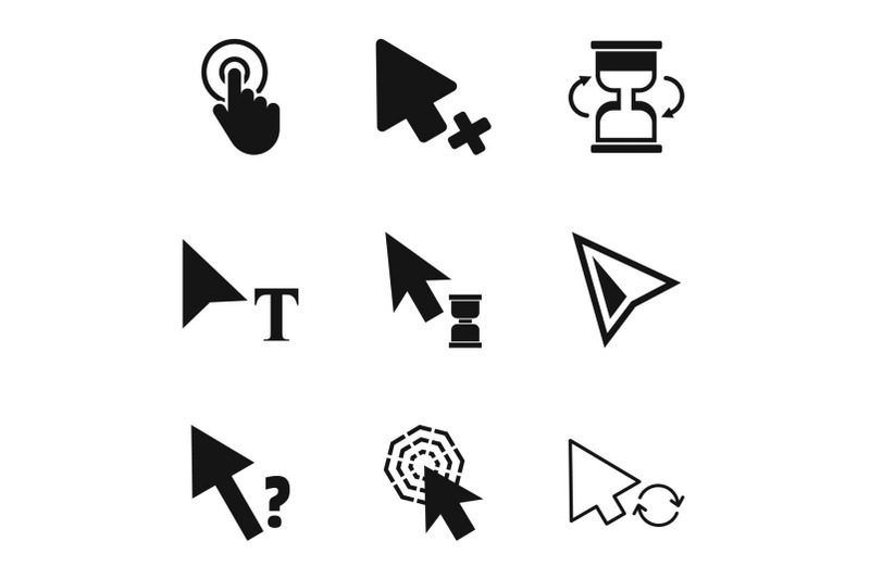 pressing-icons-set-simple-style