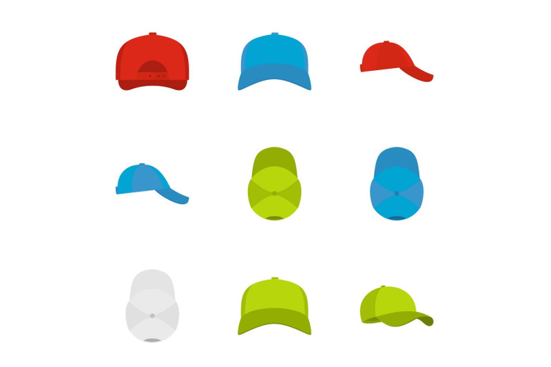 helmet-icons-set-flat-style