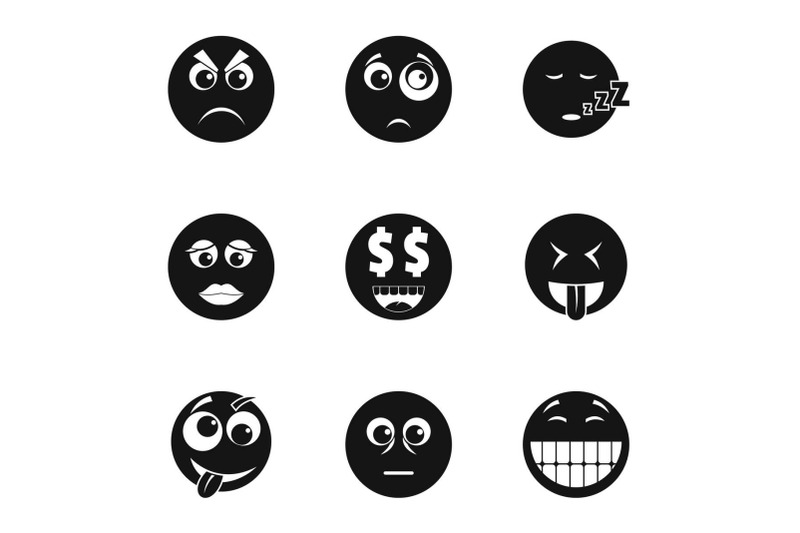 emoji-face-icons-set-simple-style