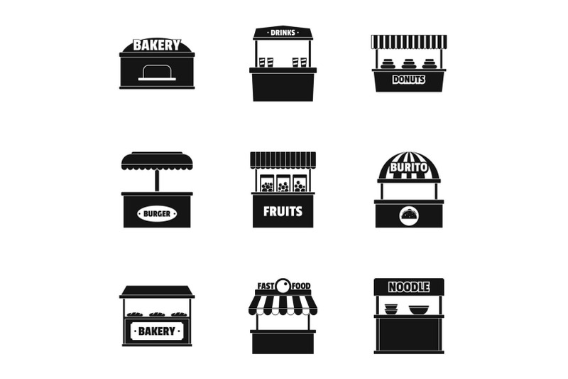 street-shop-icons-set-simple-style