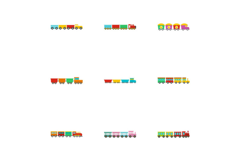 small-locomotive-icons-set-flat-style