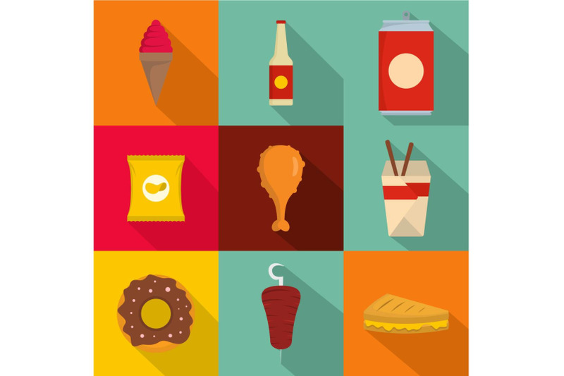 fat-fast-food-icons-set-flat-style